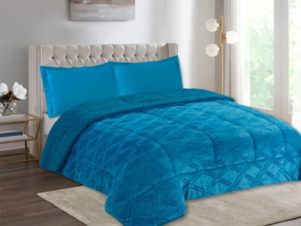 Κουβερτοπάπλωμα Ημίδιπλο Πετρόλ Flannel Με Sherpa Γαρύφαλλο | Γαρύφαλλο - Λευκά Είδη